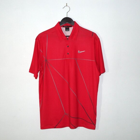 Rare Nike Golf Tiger Woods Polo Shirt Red Design Mens Medium-Large 483628-607 - Picture 1 of 10
